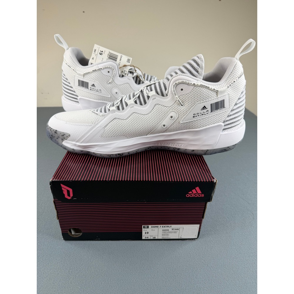 Adidas Dame 7 EXTPLY Mens 19 White Black Basketball Shoes H68990